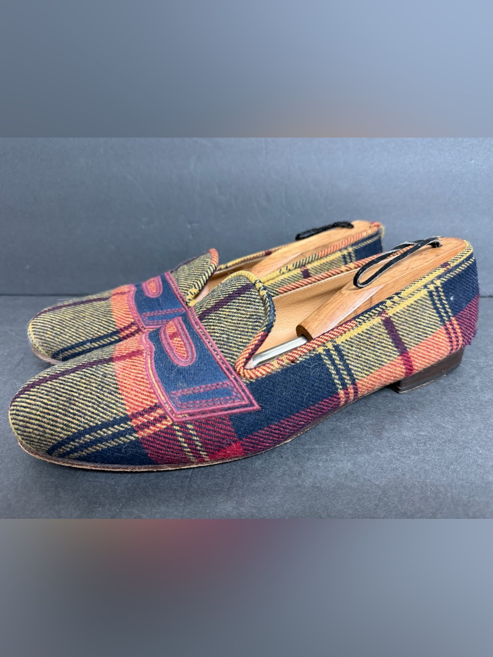 Black Fleece by Brooks Brothers x Stubbs & Wootton Tartan Plaid Loafers 10.5